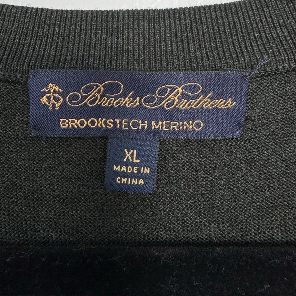 Brooks Brother Vest Men XL Brookstech Merino Wool Olive Green Preppy‎ Academia